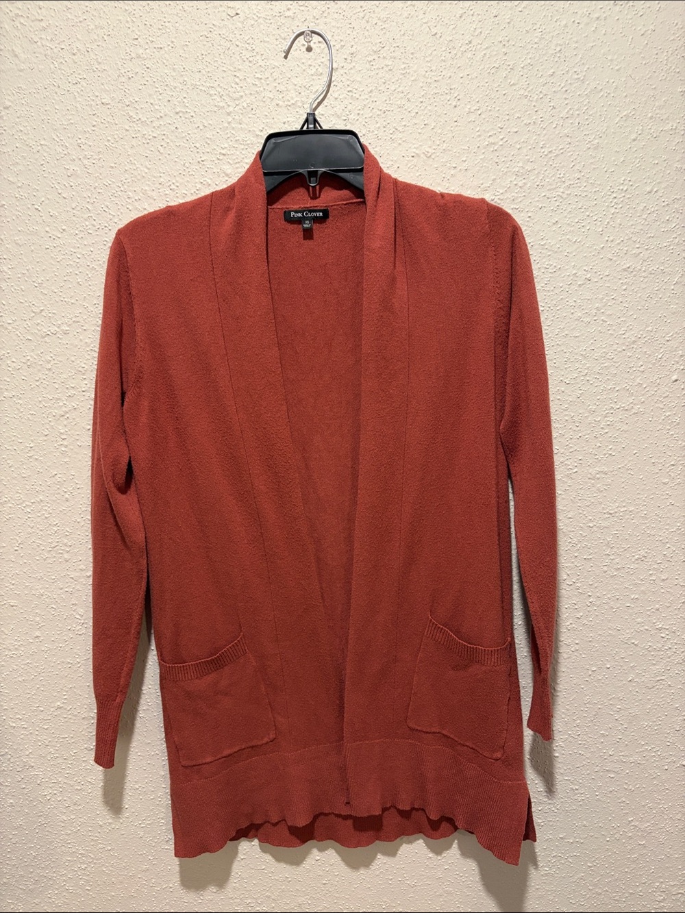 Pink Clover Rust Open-Front Knit Cardigan